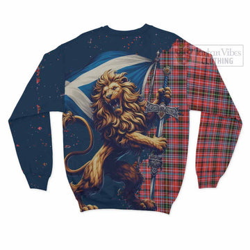 Straiton Tartan Family Crest Sweatshirt with Scottish Majestic Lion