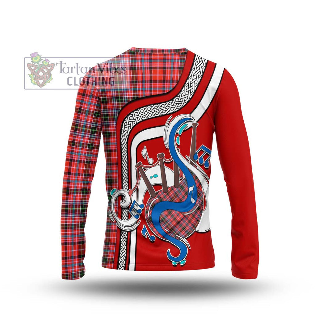 Tartan Vibes Clothing Straiton Tartan Long Sleeve T-Shirt with Epic Bagpipe Style