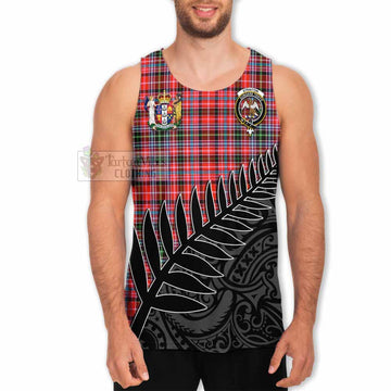 Straiton Crest Tartan Men's Tank Top with New Zealand Silver Fern Half Style