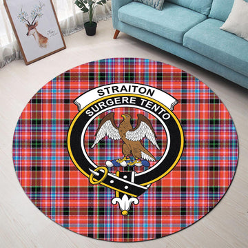 Straiton Tartan Round Rug with Family Crest