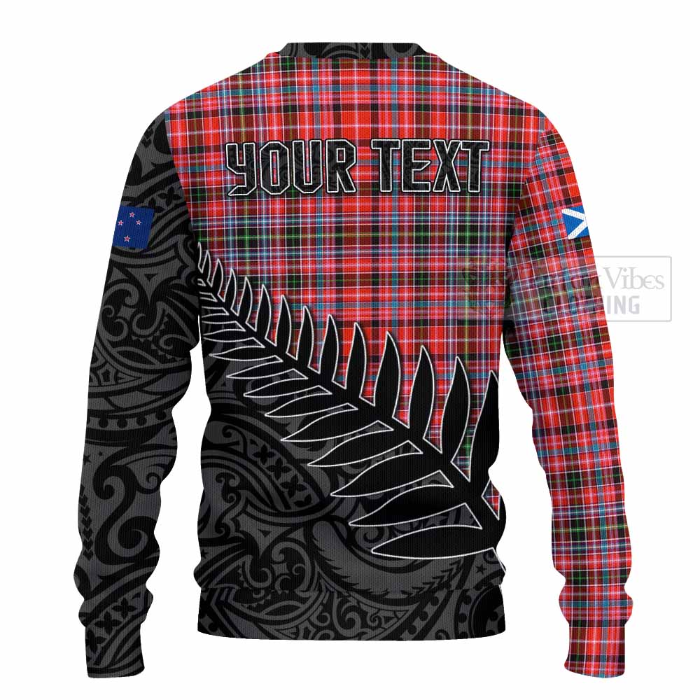 Tartan Vibes Clothing Straiton Crest Tartan Knitted Sweater with New Zealand Silver Fern Half Style