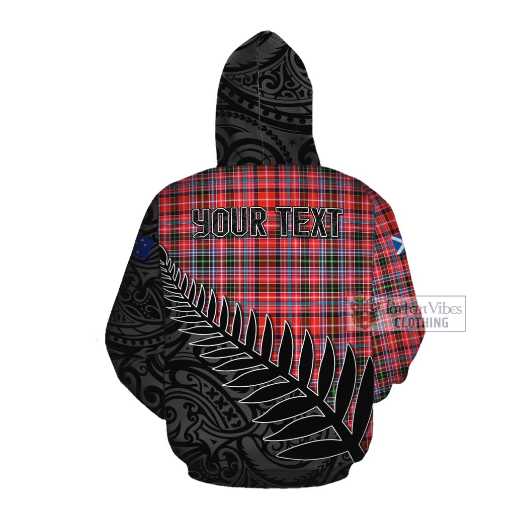 Tartan Vibes Clothing Straiton Crest Tartan Cotton Hoodie with New Zealand Silver Fern Half Style