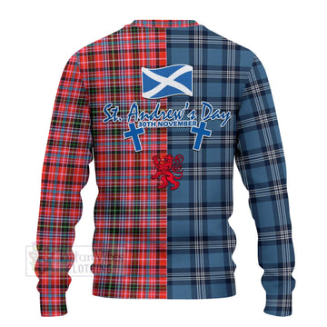 Straiton Tartan Knitted Sweater Happy St. Andrew's Day Half Tartan Style