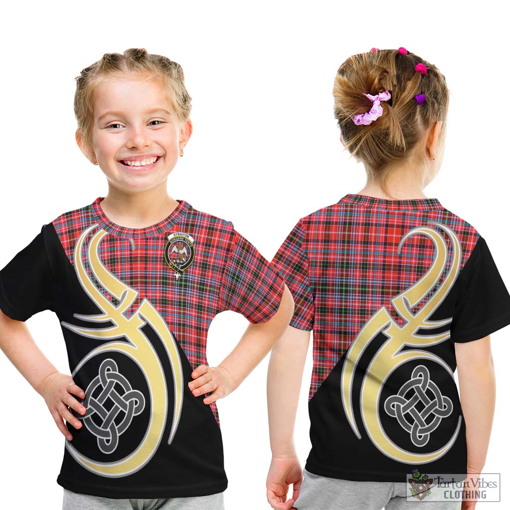 Straiton Tartan Kid T-Shirt with Family Crest and Celtic Symbol Style - Tartan Vibes Clothing