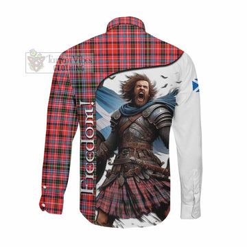 Straiton Crest Tartan Long Sleeve Button Shirt Inspired by the Freedom of Scottish Warrior