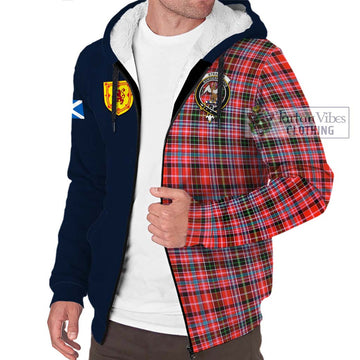 Straiton Tartan Sherpa Hoodie Alba with Scottish Lion Royal Arm Half Style