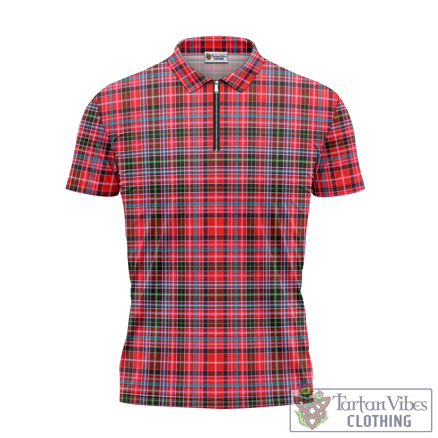 Tartan Vibes Clothing Straiton Tartan Zipper Polo Shirt