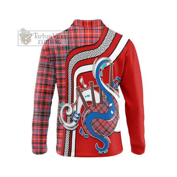 Straiton Tartan Long Sleeve Polo Shirt with Epic Bagpipe Style