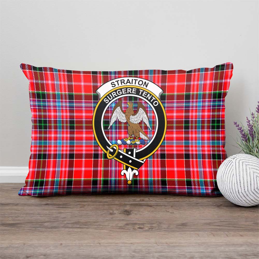 Straiton Tartan Pillow Cover with Family Crest Rectangle Pillow Cover - Tartanvibesclothing