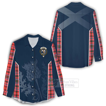 Straiton Tartan Women's Casual Shirt with Family Crest and Scottish Thistle Vibes Sport Style