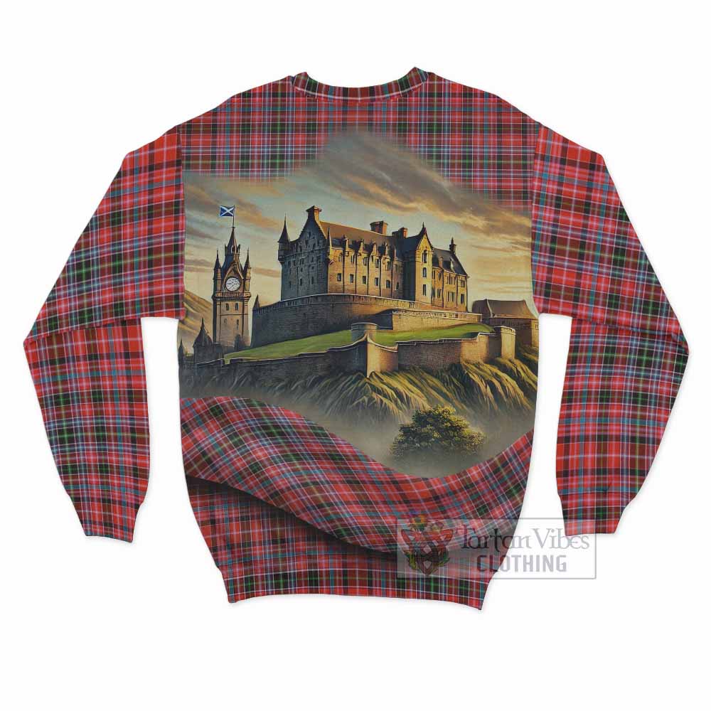 Straiton Tartan Family Crest Sweatshirt with Scottish Ancient Castle Style - Tartan Vibes Clothing