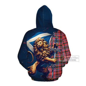 Straiton Tartan Family Crest Cotton Hoodie with Scottish Majestic Lion Pullover Hoodie - Tartan Vibes Clothing