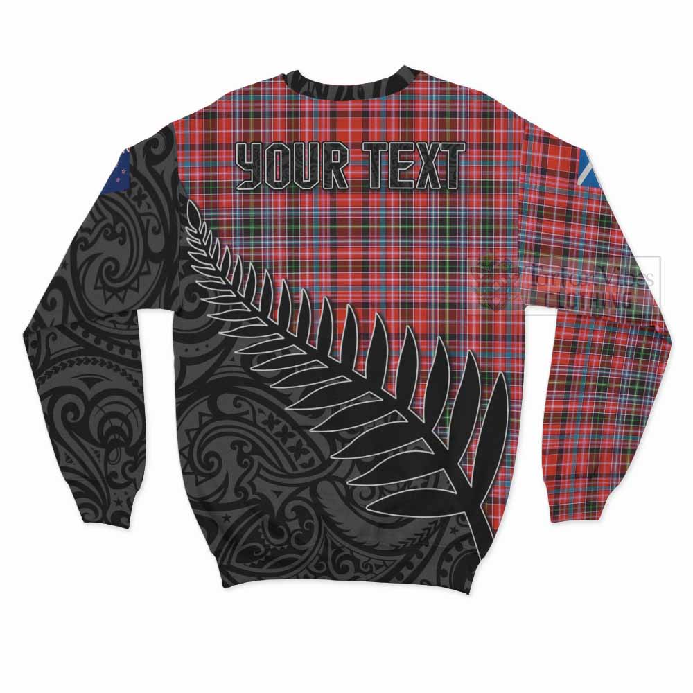 Tartan Vibes Clothing Straiton Crest Tartan Sweatshirt with New Zealand Silver Fern Half Style