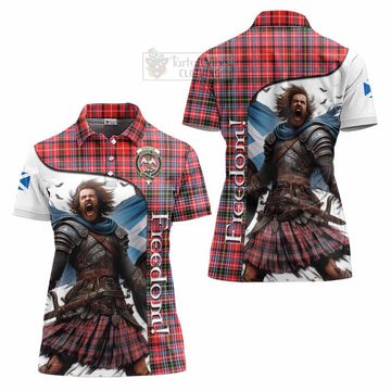 Straiton Crest Tartan Women's Polo Shirt Inspired by the Freedom of Scottish Warrior