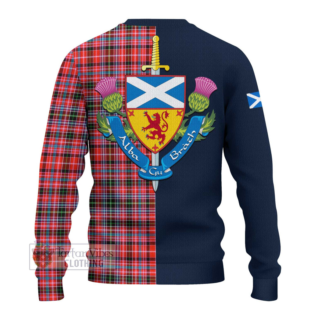 Tartan Vibes Clothing Straiton Tartan Knitted Sweater with Scottish Lion Royal Arm Half Style