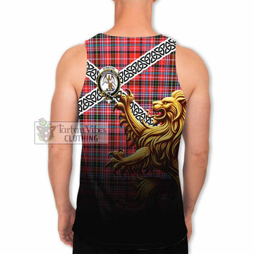 Straiton Crest Tartan Men's Tank Top with Golden Lion Emblem Celtic Style - Tartan Vibes Clothing