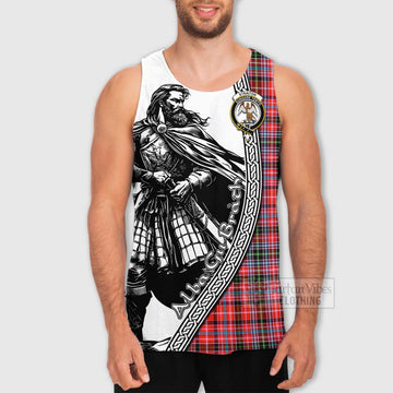 Straiton Tartan Clan Crest Men's Tank Top with Highlander Warrior Celtic Style