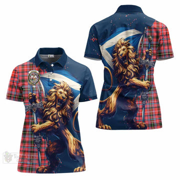 Straiton Tartan Family Crest Women's Polo Shirt with Scottish Majestic Lion