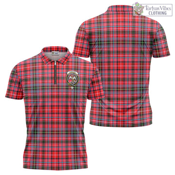 Straiton Tartan Zipper Polo Shirt with Family Crest