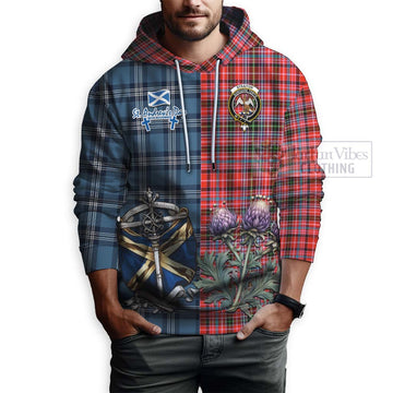 Straiton Tartan Hoodie Happy St. Andrew's Day Half Tartan Style