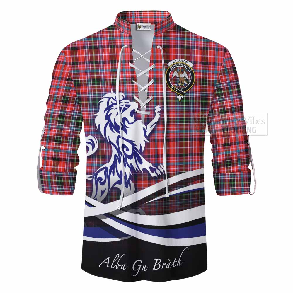 Tartan Vibes Clothing Straiton Tartan Ghillie Kilt Shirt with Alba Gu Brath Regal Lion Emblem