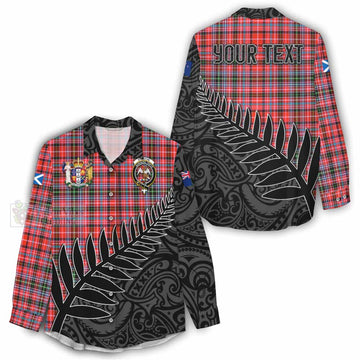 Straiton Crest Tartan Women's Casual Shirt with New Zealand Silver Fern Half Style