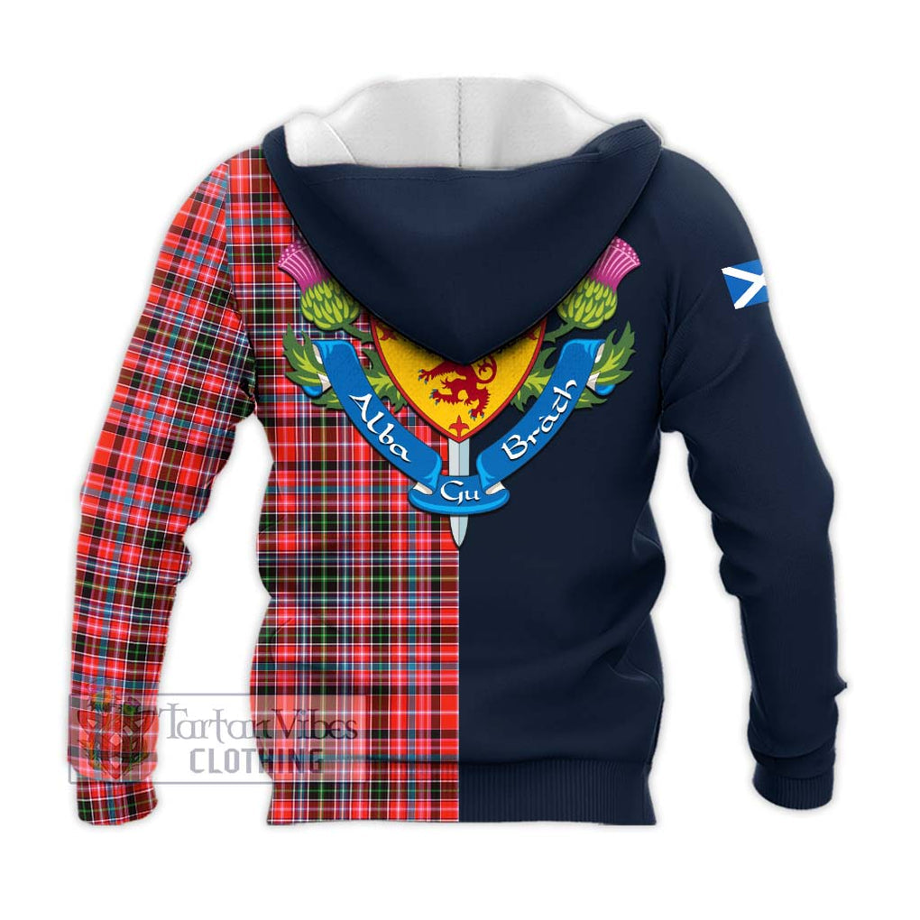 Tartan Vibes Clothing Straiton Tartan Knitted Hoodie with Scottish Lion Royal Arm Half Style