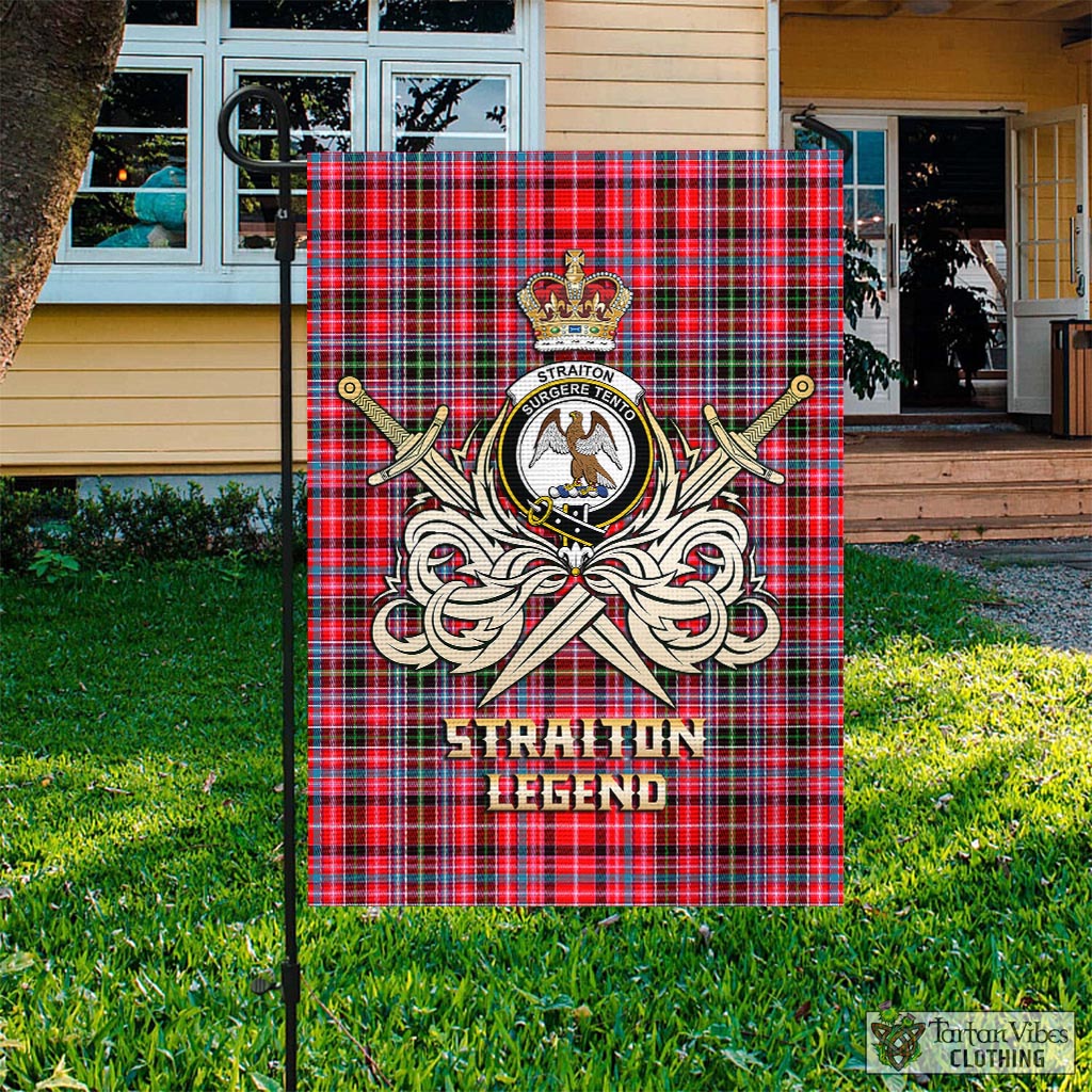 Tartan Vibes Clothing Straiton Tartan Flag with Clan Crest and the Golden Sword of Courageous Legacy