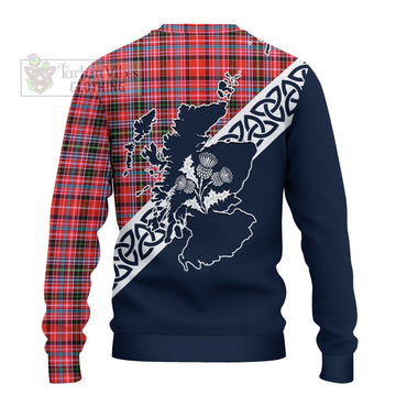 Straiton Tartan Ugly Sweater Featuring Thistle and Scotland Map