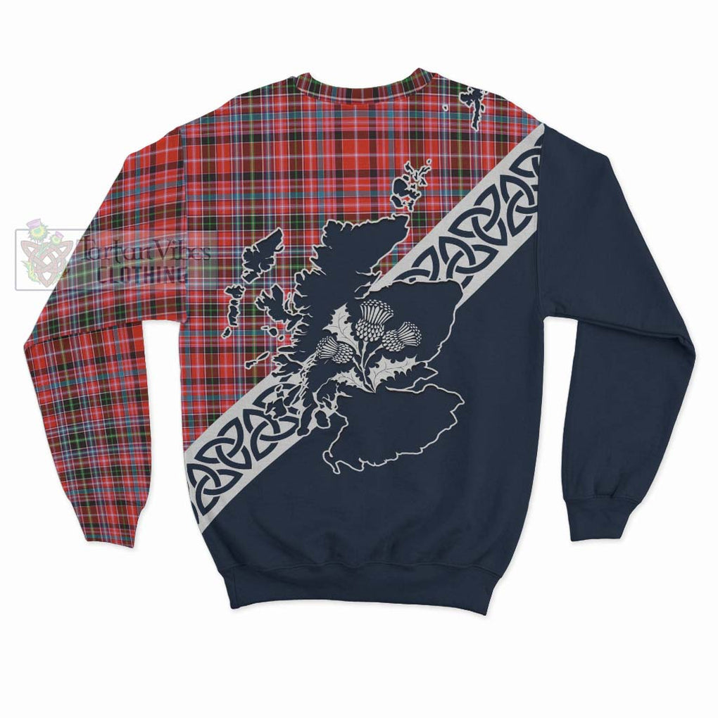 Straiton Tartan Sweatshirt Featuring Thistle and Scotland Map - Tartan Vibes Clothing