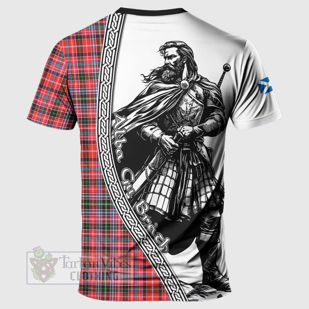 Tartan Vibes Clothing Straiton Tartan Clan Crest T-Shirt with Highlander Warrior Celtic Style