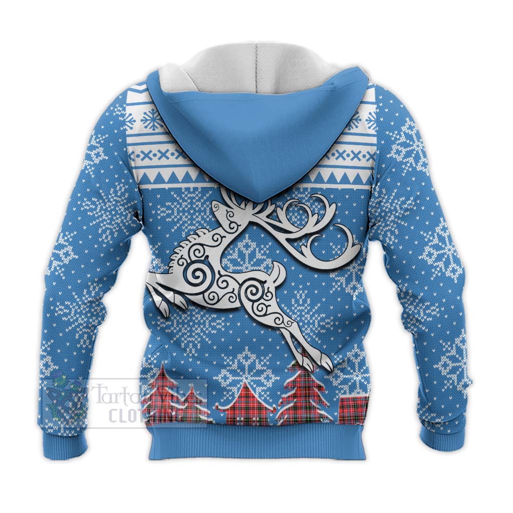 Tartan Vibes Clothing Straiton Clan Christmas Knitted Hoodie Celtic Reindeer Style