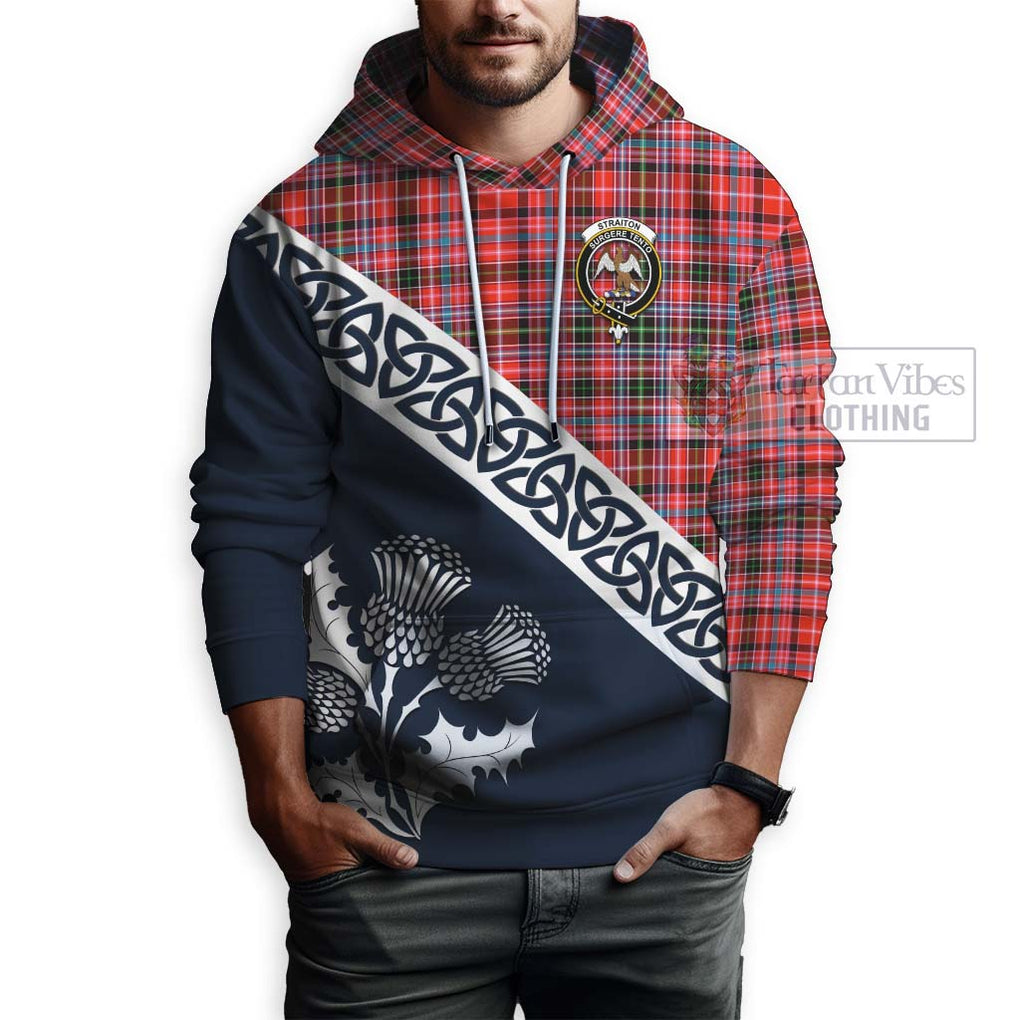 Tartan Vibes Clothing Straiton Tartan Hoodie Featuring Thistle and Scotland Map