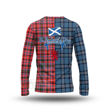 Straiton Tartan Long Sleeve T-Shirt Happy St. Andrew's Day Half Tartan Style