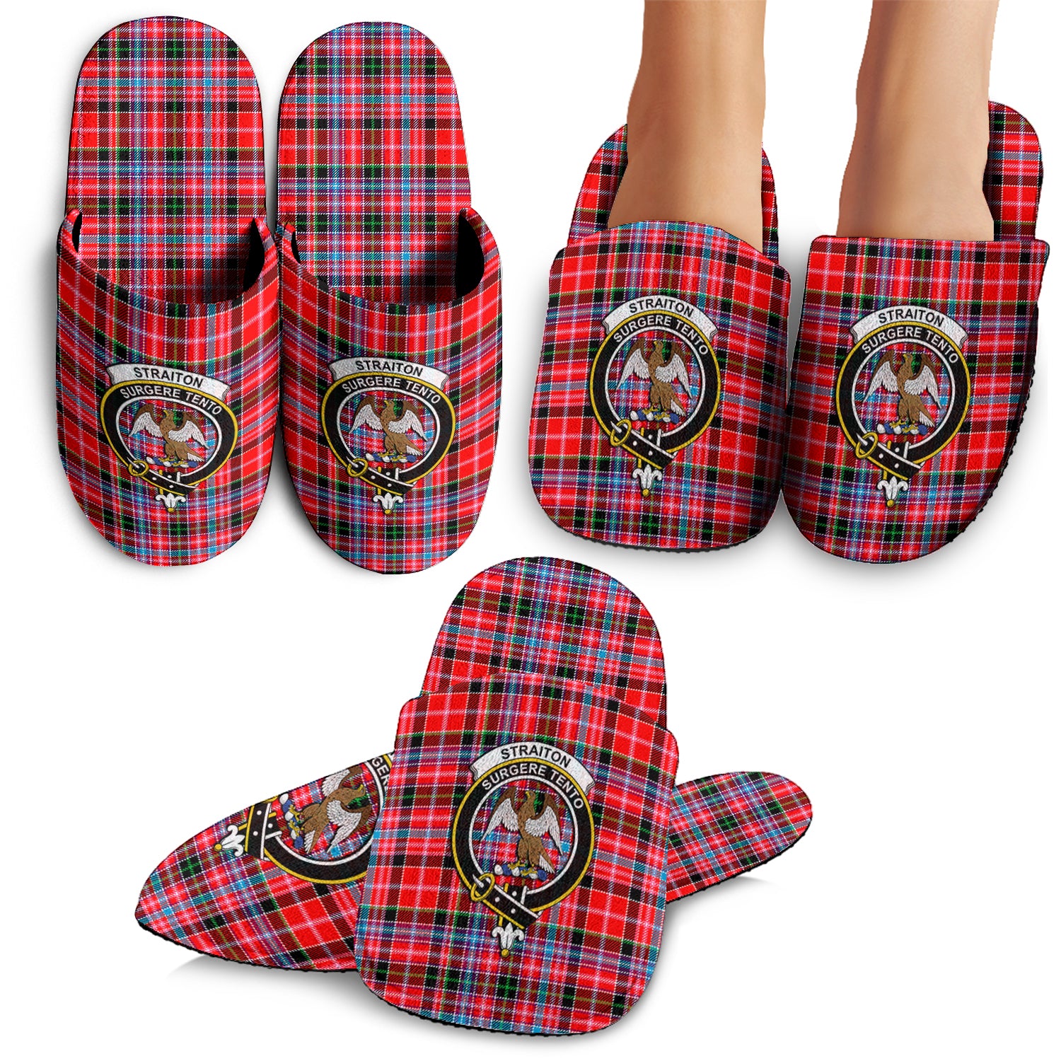 Straiton Tartan Home Slippers with Family Crest - Tartan Vibes Clothing