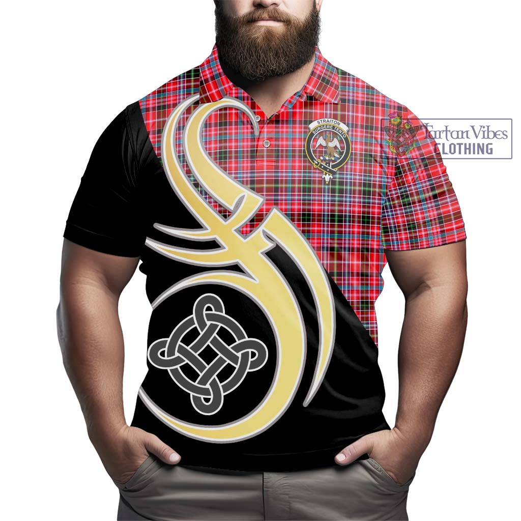 Tartan Vibes Clothing Straiton Tartan Polo Shirt with Family Crest and Celtic Symbol Style