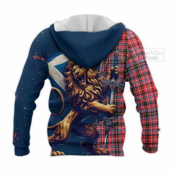 Straiton Tartan Family Crest Knitted Hoodie with Scottish Majestic Lion