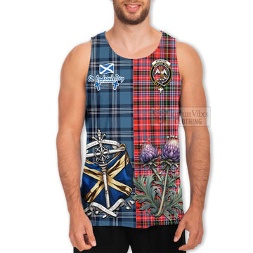 Straiton Tartan Men's Tank Top Happy St. Andrew's Day Half Tartan Style