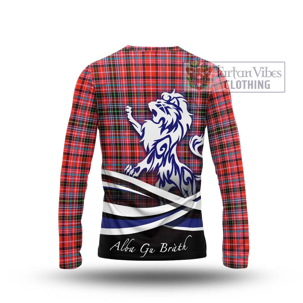 Straiton Tartan Long Sleeve T-Shirt with Alba Gu Brath Regal Lion Emblem - Tartanvibesclothing Shop