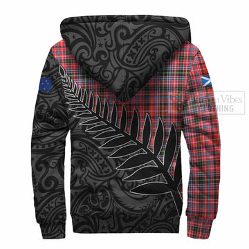 Straiton Crest Tartan Sherpa Hoodie with New Zealand Silver Fern Half Style