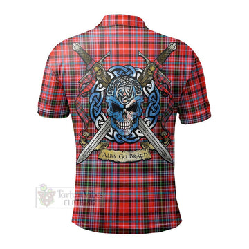 Straiton Tartan Polo Shirt with Family Crest Celtic Skull Style