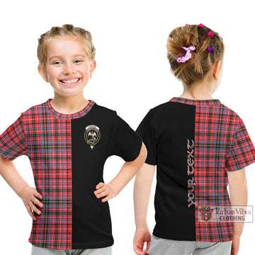 Straiton Tartan Kid T-Shirt with Family Crest and Half Of Me Style - Tartan Vibes Clothing
