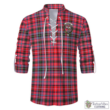 Straiton Tartan Men's Scottish Traditional Jacobite Ghillie Kilt Shirt with Family Crest