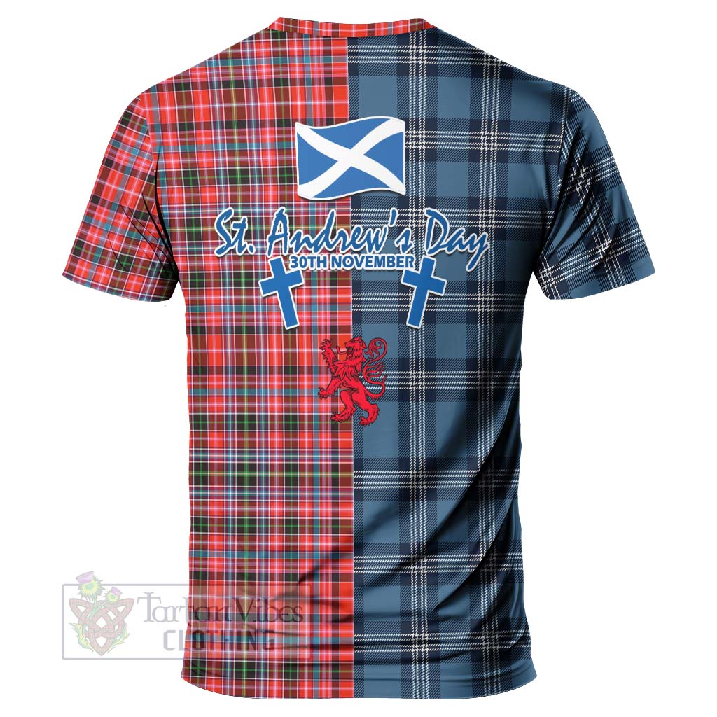 Tartan Vibes Clothing Straiton Tartan T-Shirt Happy St. Andrew's Day Half Tartan Style