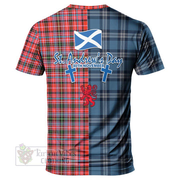 Straiton Tartan T-Shirt Happy St. Andrew's Day Half Tartan Style