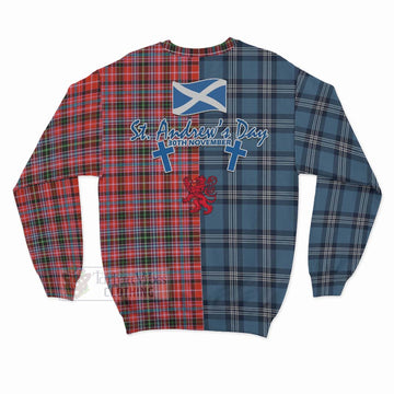 Straiton Tartan Sweatshirt Happy St. Andrew's Day Half Tartan Style