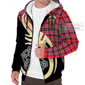 Straiton Tartan Sherpa Hoodie with Family Crest and Celtic Symbol Style