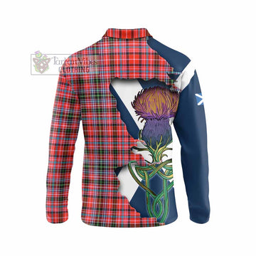 Straiton Tartan Family Crest Long Sleeve Polo Shirt Scottish Thistle Celtic Inspired - Tartan Vibes Clothing