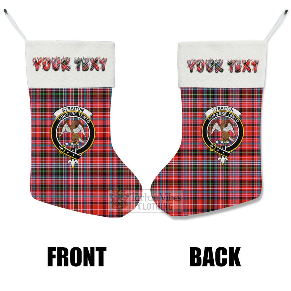 Straiton Tartan Family Crest Christmas Stocking with Personalized Text - Tartan Vibes Clothing