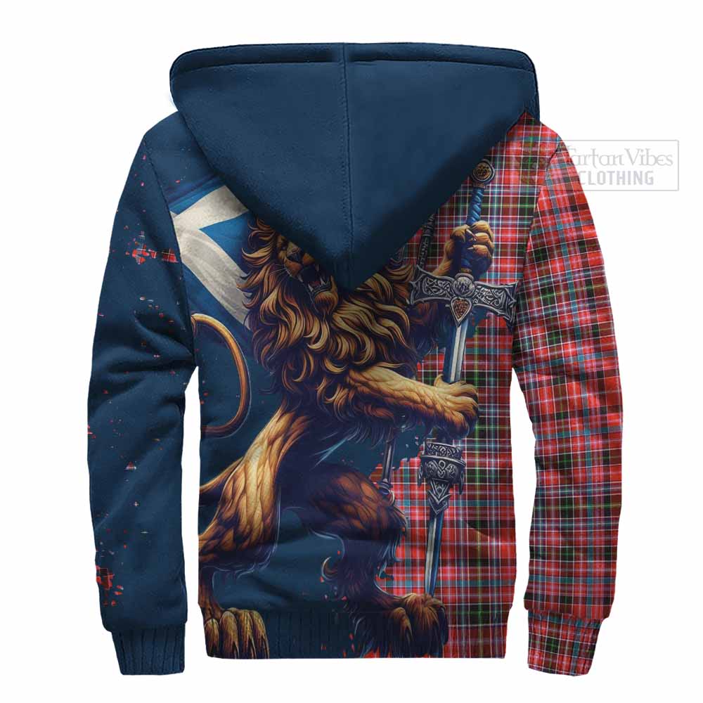 Tartan Vibes Clothing Straiton Tartan Family Crest Sherpa Hoodie with Scottish Majestic Lion